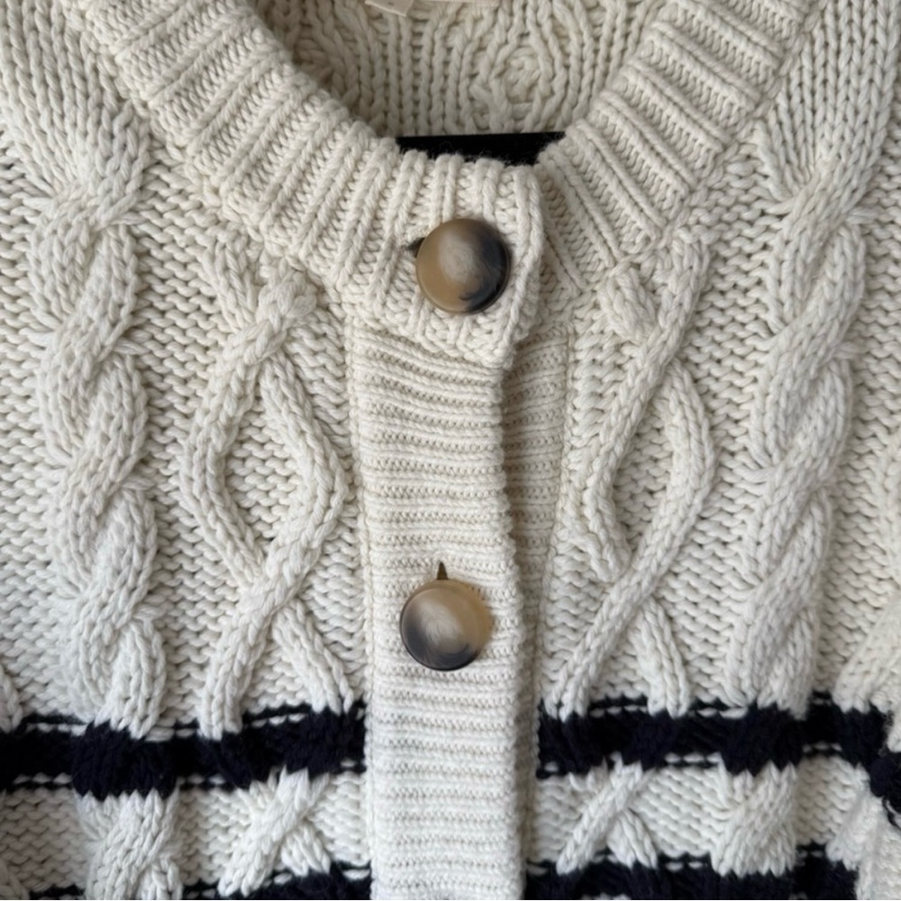 Sezane Sean Cardigan Ecru / Navy - Size XS - Picture 6 of 9